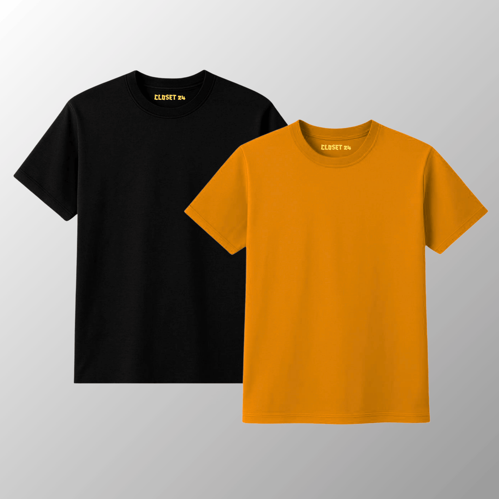 Combo T Shirts for Men in Black and Orange