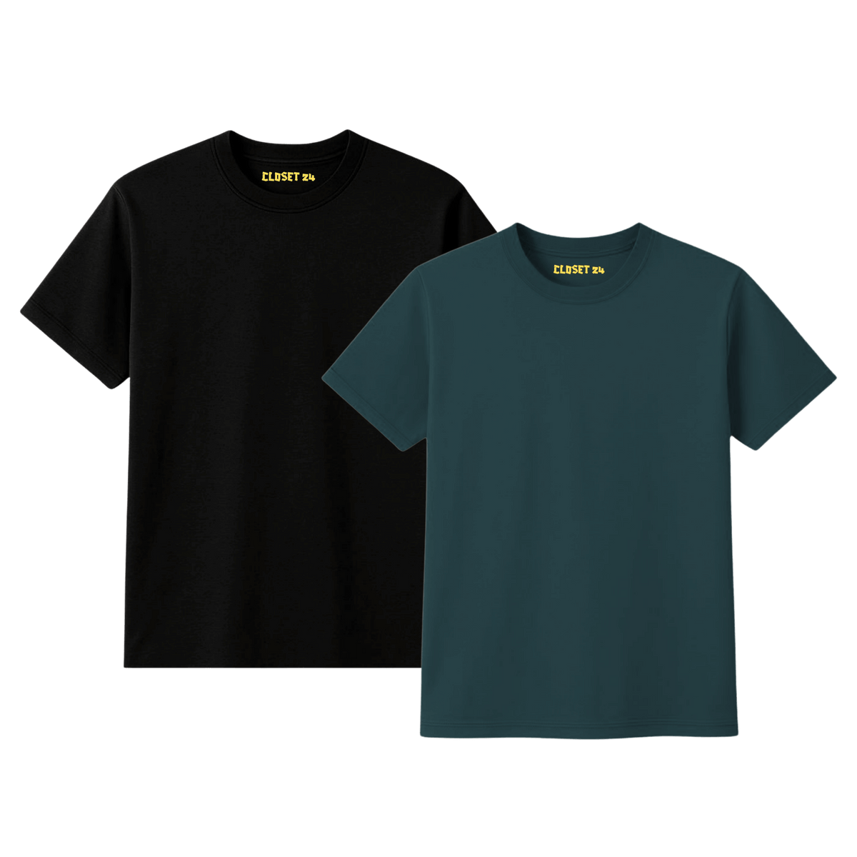 Combo T Shirts for Men in Black and Teal Blue