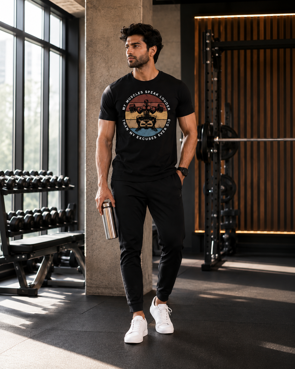 My Muscles Speak Louder Graphic Printed Gym T Shirts for Men